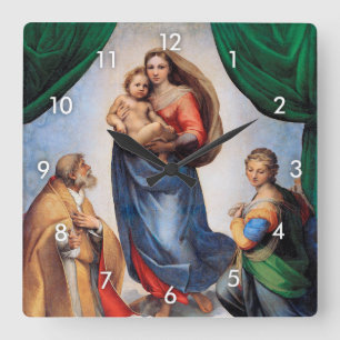 Sistine Madonna, Raphael Vierkante Klok