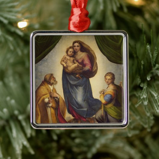 Sistine Madonna van Rapahel Metalen Ornament (Boom)