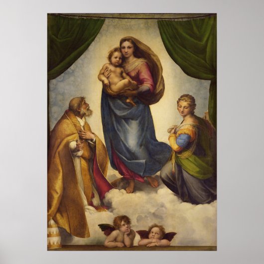 Sistine Madonna van Rapahel Poster (Voorkant)