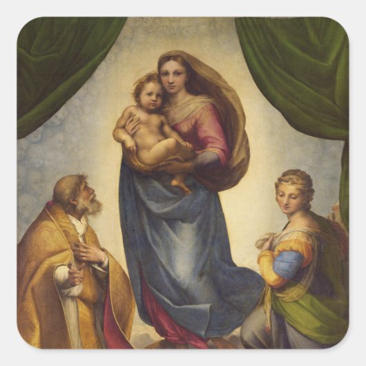 Sistine Madonna van Rapahel Vierkante Sticker (Voorkant)