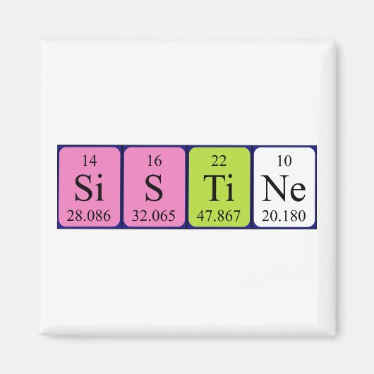 Sistine periodiek table name magnet (Voorkant)