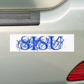 SISU Abstracte Blauwe Tekst op Witte Bumpersticker (Op auto)
