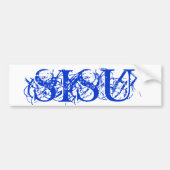 SISU Abstracte Blauwe Tekst op Witte Bumpersticker (Voorkant)
