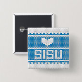Sisu Heart Brei Knoop 2 Vierkante Button 5,1 Cm (Voorkant /achterkant)