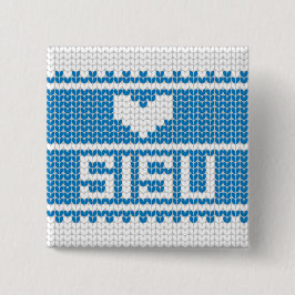Sisu Heart Brei Knoop 2 Vierkante Button 5,1 Cm