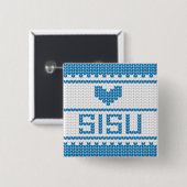 Sisu Heart Brei Knop 1 Vierkante Button 5,1 Cm (Voorkant /achterkant)