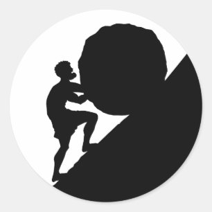 Sisyphus en Steen, Griekse Mythologie Ronde Sticker