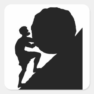 Sisyphus en Steen, Griekse Mythologie Vierkante Sticker