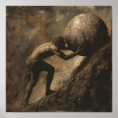 Sisyphus en zijn rotsblok poster (Voorkant)