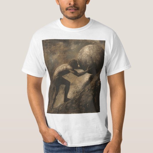 Sisyphus en zijn rotsblok t-shirt (Voorkant)
