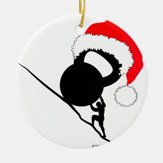 Sisyphus Kettlebell Vrolijk kerstfeest Keramisch Ornament (Voorkant)
