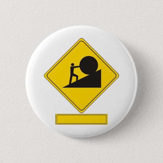 Sisyphus Road Sign Ronde Button 5,7 Cm (Voorkant)