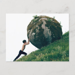 Sisyphus Rolling Boulder Up Hill Briefkaart