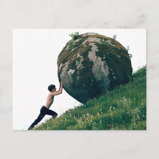 Sisyphus Rolling Boulder Up Hill Briefkaart (Voorkant)