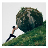 Sisyphus Rolling Boulder Up Hill Poster Wall Art (Voorkant)