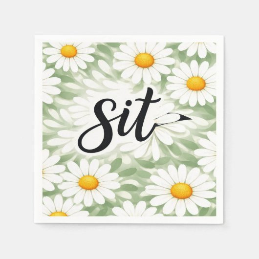 Sit Calligraphy Text On Daisy Abstract Servet (Voorkant)