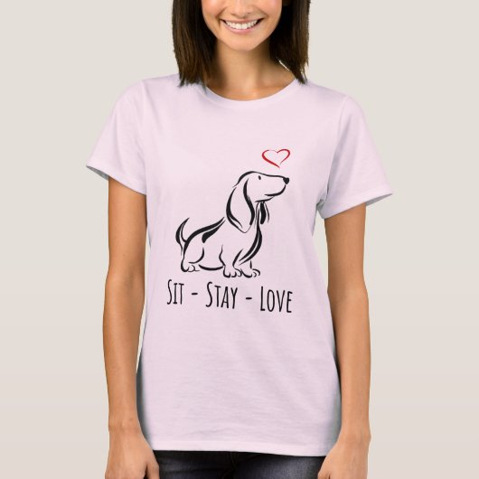 Sit-Stay-Love Basset Hound T-shirt (Voorkant)