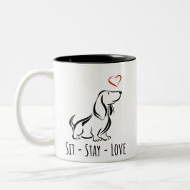 Sit-Stay-Love Basset Hound Tweekleurige Koffiemok