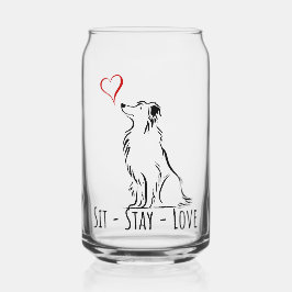Sit-Stay-Love Border Collie Blikvorm Glas