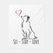 Sit-Stay-Love Border Collie Fleece Deken (Voorkant)