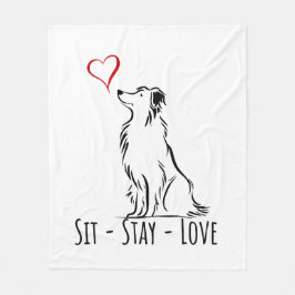 Sit-Stay-Love Border Collie Fleece Deken
