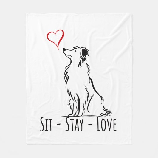Sit-Stay-Love Border Collie Fleece Deken (Voorkant)