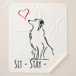 Sit-Stay-Love Border Collie Sherpa Deken