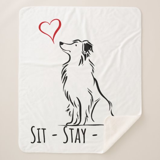 Sit-Stay-Love Border Collie Sherpa Deken (Voorkant)