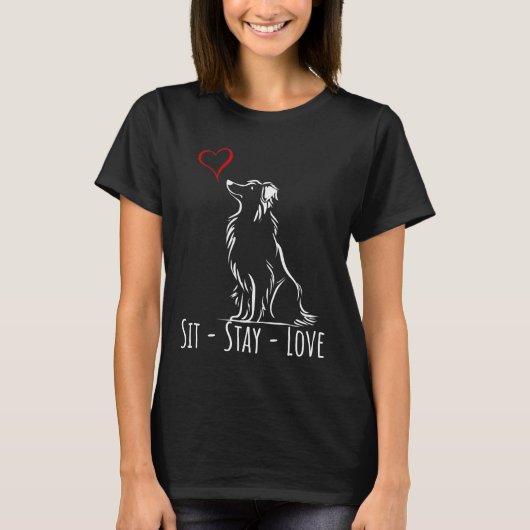 Sit-Stay-Love Border Collie T-shirt (Voorkant)