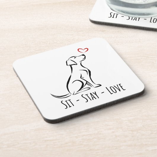 Sit-Stay-Love Labrador Bier Onderzetter (Linkerzijde)