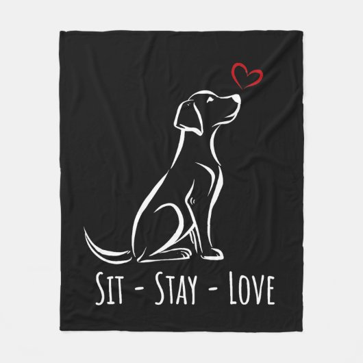 Sit-Stay-Love Labrador Fleece Deken (Voorkant)