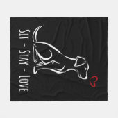 Sit-Stay-Love Labrador Fleece Deken (Voorkant (Horizontaal))