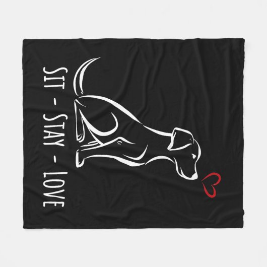 Sit-Stay-Love Labrador Fleece Deken (Voorkant (Horizontaal))