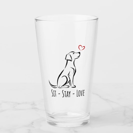 Sit-Stay-Love Labrador Glas (Voorkant)
