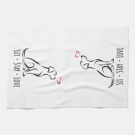 Sit-Stay-Love Labrador Theedoek (Horizontaal)