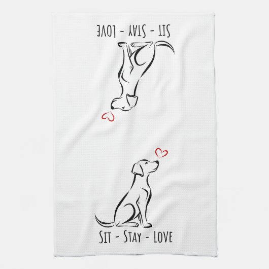 Sit-Stay-Love Labrador Theedoek (Verticaal)