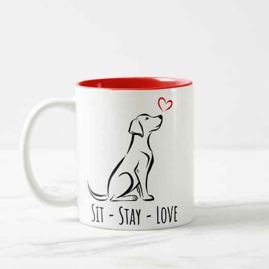 Sit-Stay-Love Labrador Tweekleurige Koffiemok (Links)
