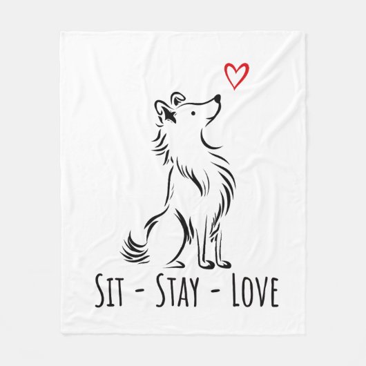 Sit-Stay-Love Sheltie Fleece Deken (Voorkant)