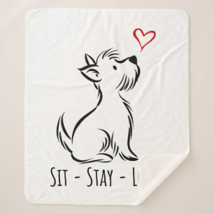 Sit-Stay-Love Westie Sherpa Deken