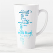 Sit, Talk, Laugh, Blue Ombre Boho Latte Mok (Rechts)