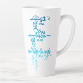 Sit, Talk, Laugh, Blue Ombre Boho Latte Mok