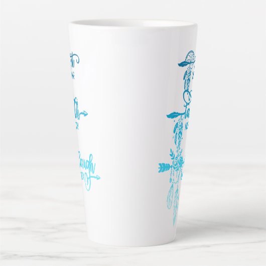 Sit, Talk, Laugh, Blue Ombre Boho Latte Mug Latte Mok (Voorkant)