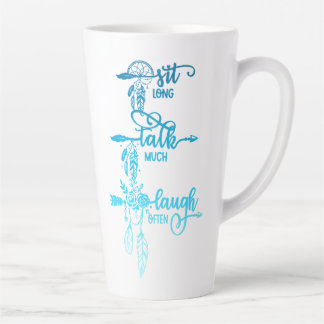 Sit, Talk, Laugh, Blue Ombre Boho Latte Mug Latte Mok