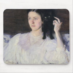 Sita en Sarita of Young Girl met een Kat Muismat