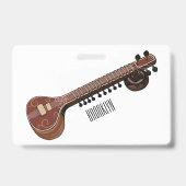 Sitar cartoon illustratie badge (Achterkant)