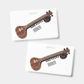 Sitar cartoon illustratie badge (Voor- en achterkant)
