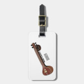 Sitar cartoon illustratie bagagelabel (Voorkant verticaal)