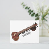 Sitar cartoon illustratie briefkaart (Staand voorkant)