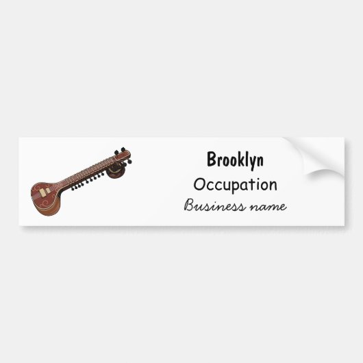 Sitar cartoon illustratie bumpersticker (Voorkant)