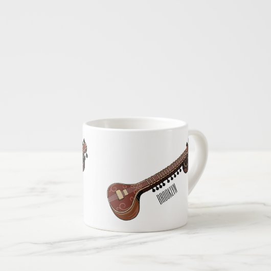 Sitar cartoon illustratie espresso kop (Voorkant rechts)